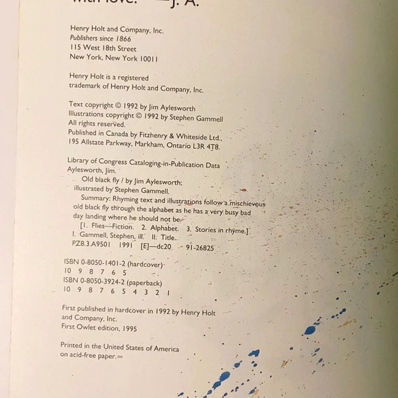 Vintage 1995  Old Black Fly Jim Aylesworth First Owlet Edition - Picture 6 of 12